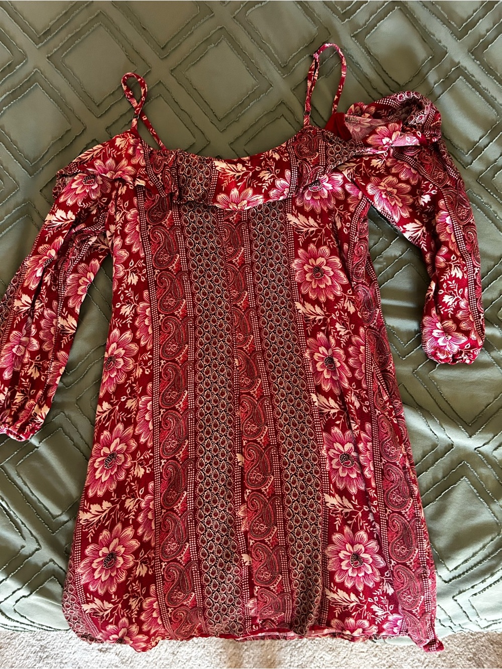 Hollister Red Floral Off-Shoulder Mini Dress